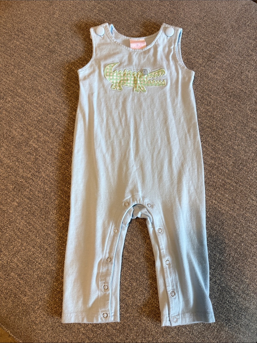 Crocodile Appliqué Light Blue Cotton Jon Jon